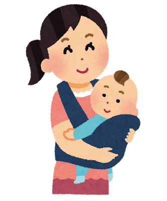 抱っこ紐を使う女性